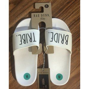 Rae Dunn BRIDE TRIBE Slides Ivory Size 8‎ Sandals New